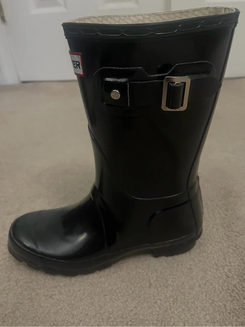 Hunter Original Short Gloss Rain Boots Black Women’s Size 6 Waterproof W23758